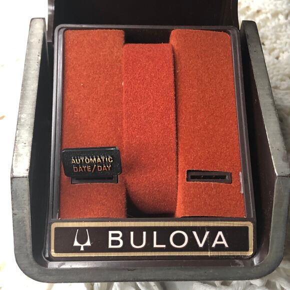Vintage Bulova Automatic Original Plastic Leather Watch Display Storage Box Case - Picture 13 of 16